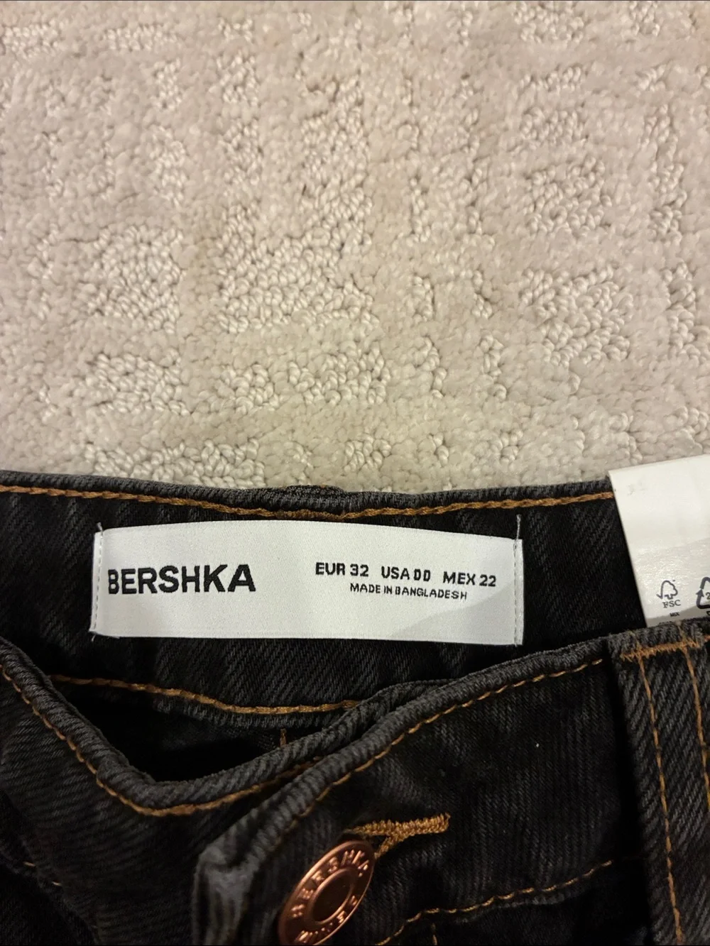 Bershka Black Washed Straight-Leg Jeans
